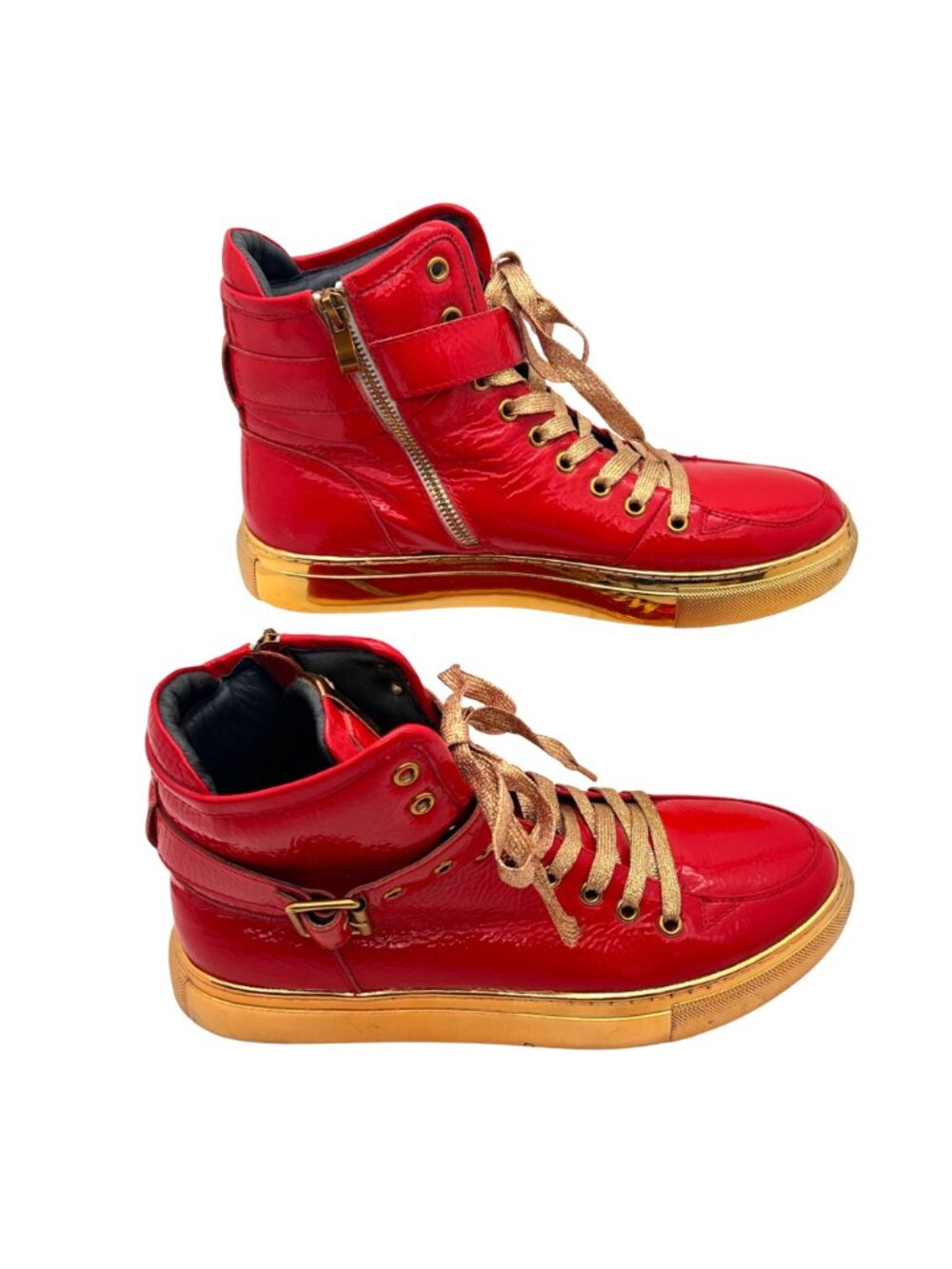 Jump New York Sullivan 24K Red Gold Patent Leather High-Top Sneakers Mens Size 8 - Picture 2 of 16